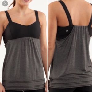Lululemon black & gray back on track tank size 8.